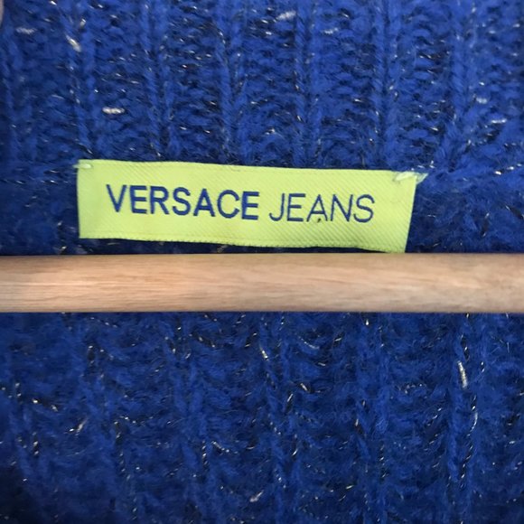 VERSACE JEANS Blue Wool Mohair Blend Sweater - Picture 3 of 8